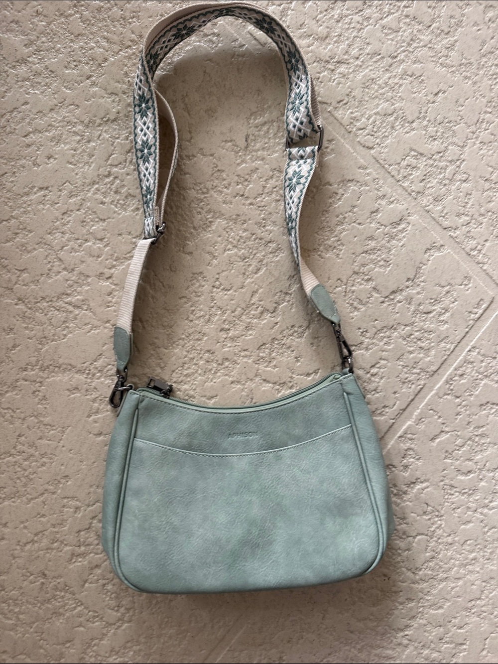 Aphorism Dusty Mint Crossbody with Patterned Strap